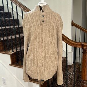 Tasso Elba Size XL Tan Cable Knit 💯 Cotton Sweater NWOT
